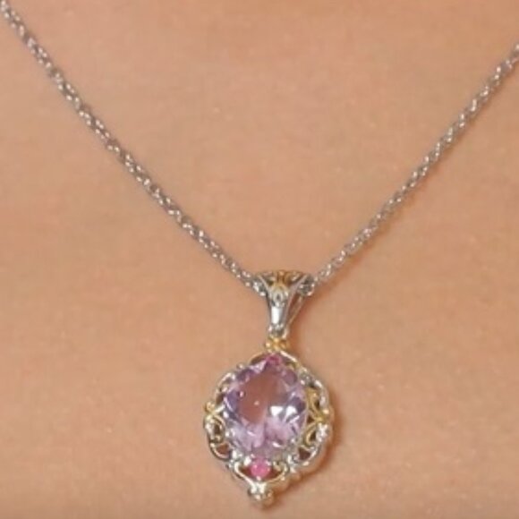 Antique Style Ring/Necklace Set – Rose DeFrance Amethyst and Niassa Ruby (FF) - Picture 2 of 3